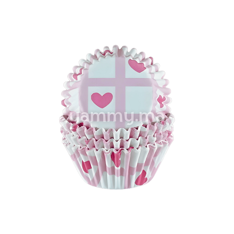 SET. 100 Caissettes à Mini Cupcakes Muffins Coeurs Rose