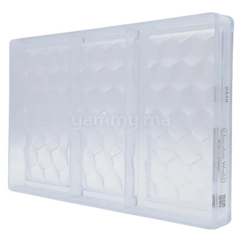 Moule Chocolat en Polycarbonate Tablette Facette 80 gr (x3) "CW2448" - Chocolate World