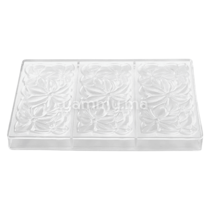 Moule Chocolat en Polycarbonate Tablette Flora 100 gr (x3) "PC5075" - Pavoni