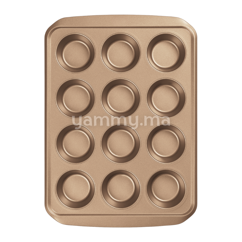 Moule à 12 Muffins / Cupcake Ø 7 x H 3.3 cm Doré