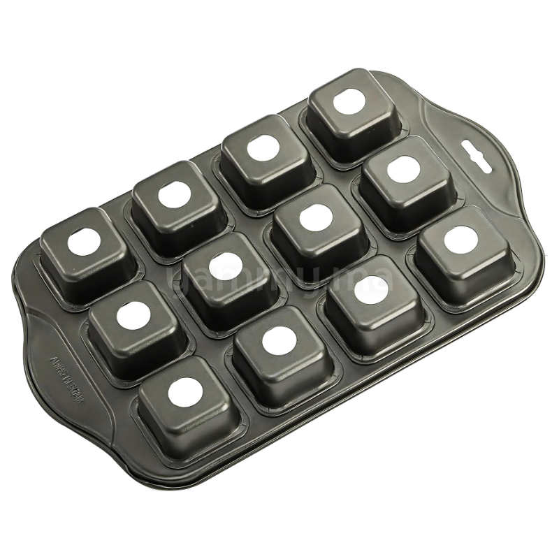Moule à 12 Muffins Carrés avec Fond Amovible – Antiadhésif