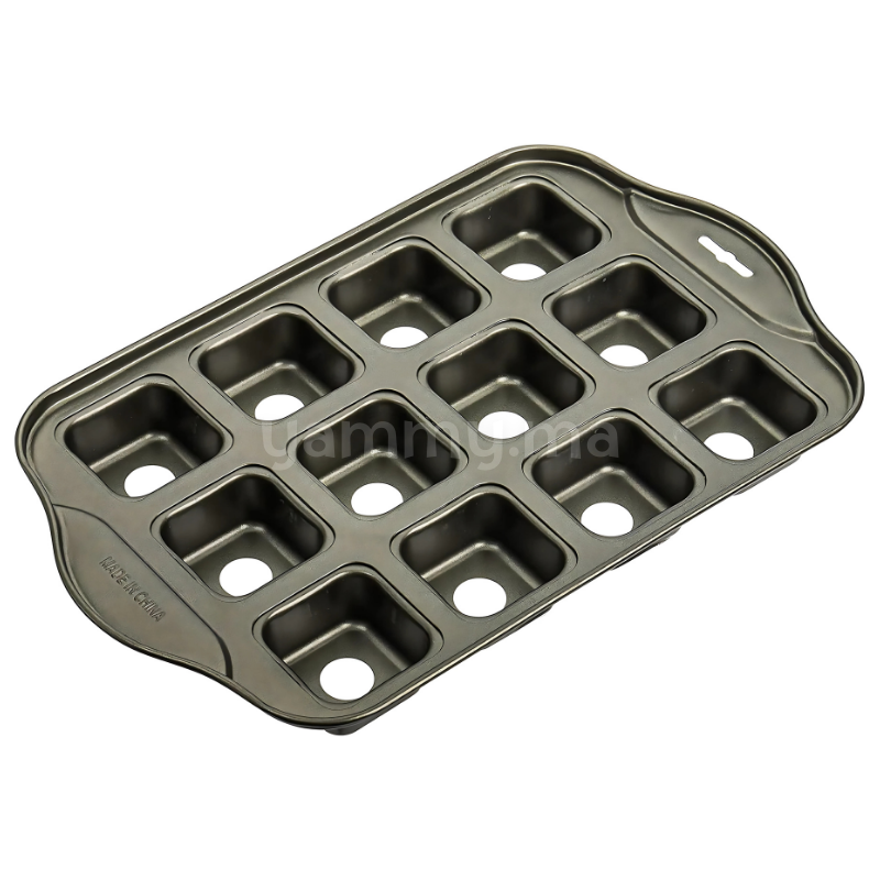 Moule à 12 Muffins Carrés avec Fond Amovible – Antiadhésif