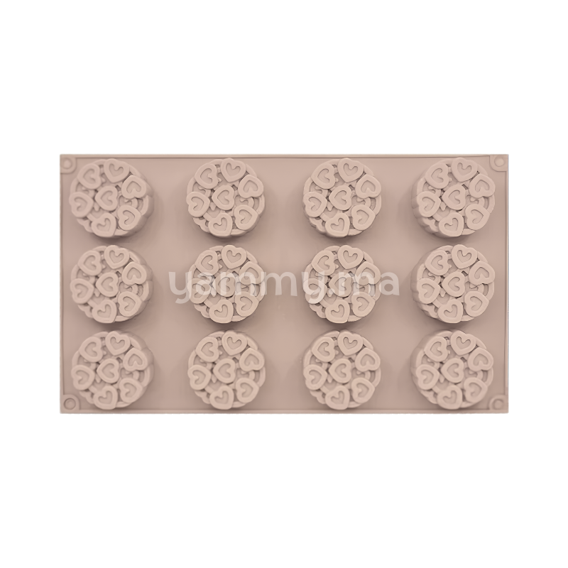 Moule Silicone Rond Coeurs Ø 4.3 cm (x15)