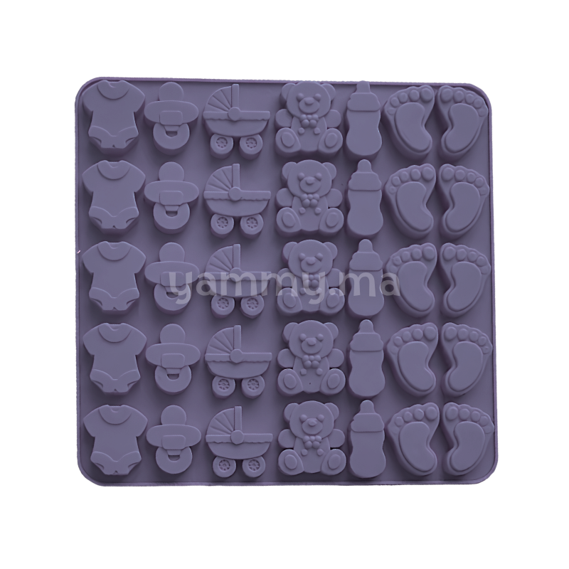Moule Silicone à Mini Chocolat Thème Baptême Naissance (x35)