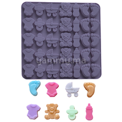 Moule Silicone à Mini Chocolat Thème Baptême Naissance (x35)