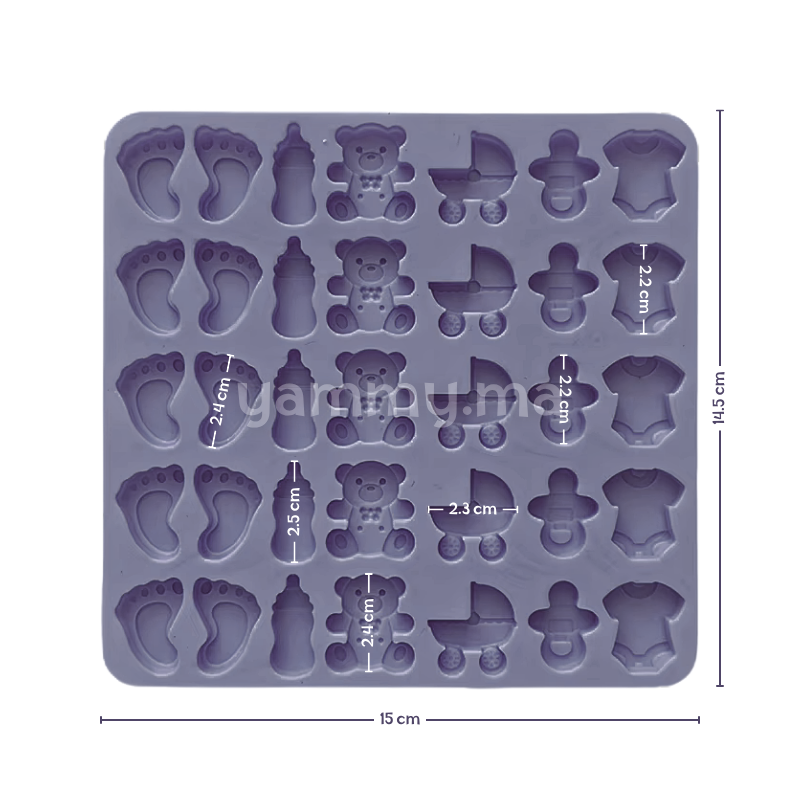 Moule Silicone à Mini Chocolat Thème Baptême Naissance (x35)