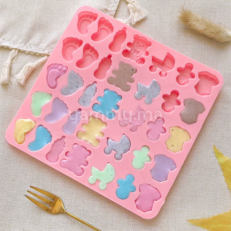 Moule Silicone à Mini Chocolat Thème Baptême Naissance (x35)