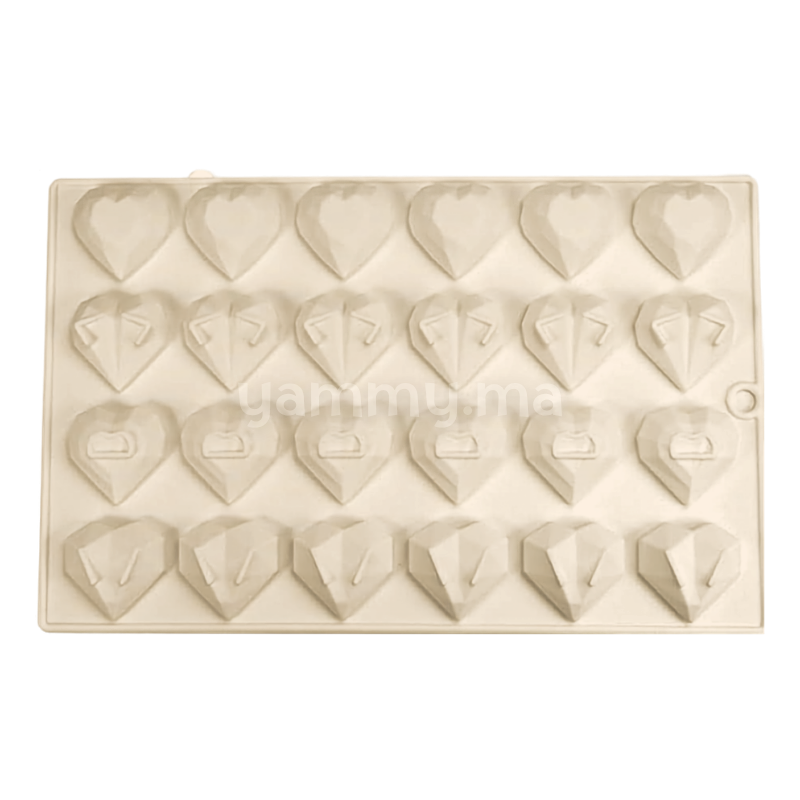 Moule Silicone 4 Coeurs Géométrique 3.3 cm (x24)
