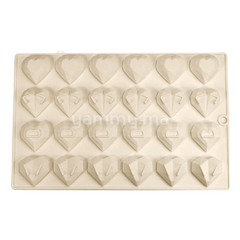 Moule Silicone 4 Coeurs Géométrique 3.3 cm (x24)