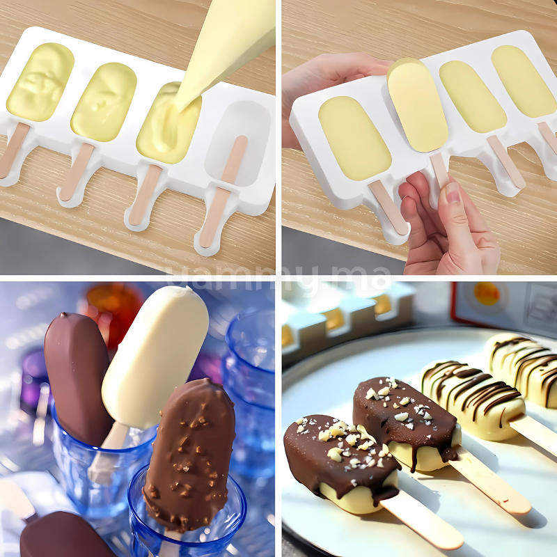 Moule Silicone à 4 Mini Glaces Classique Magnum