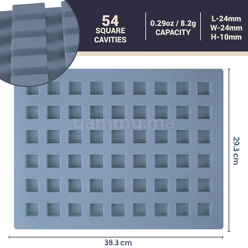 Moule Silicone Mini Carré pour Chocolat (x54) "C293"