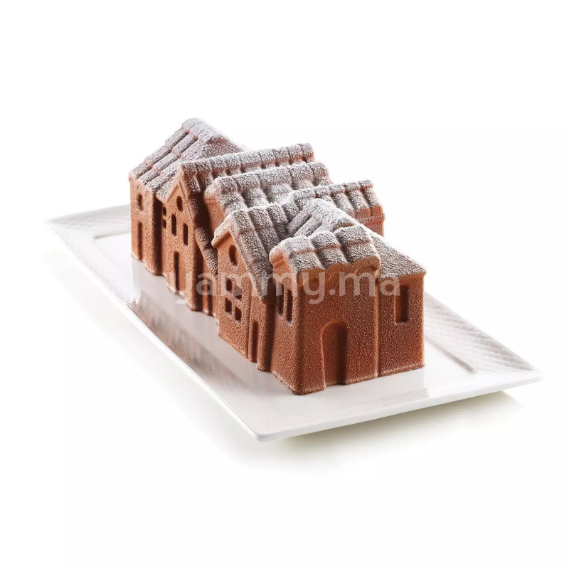 Moule Silicone Bûche Village d'Hiver 1200 ml - Silikomart