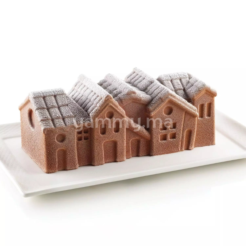 Moule Silicone Bûche Village d'Hiver 1200 ml - Silikomart