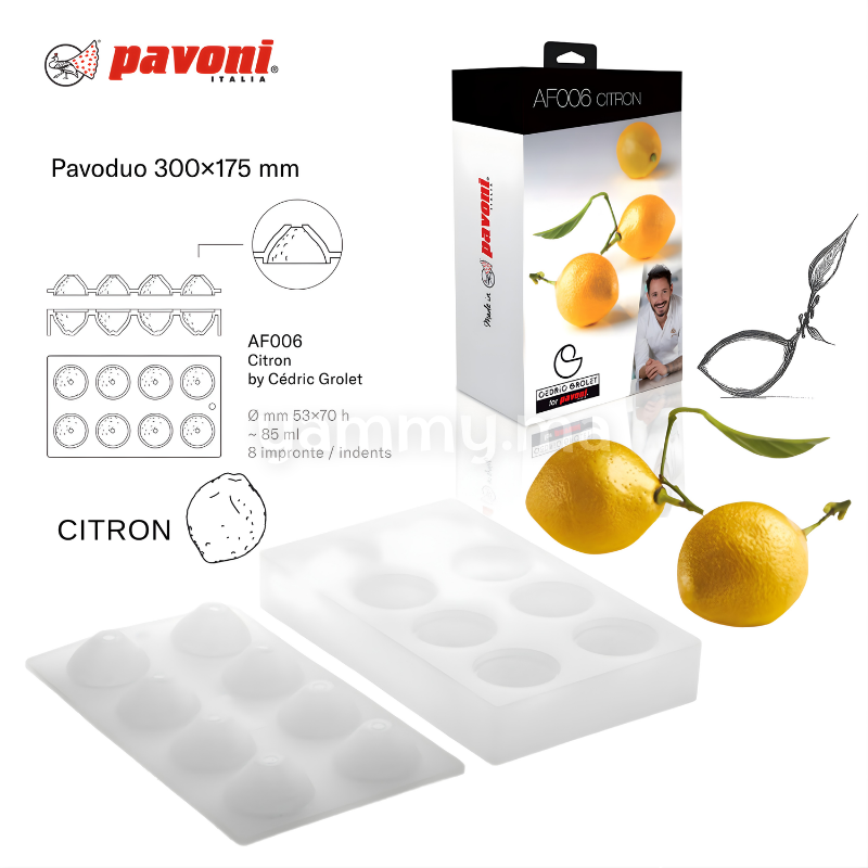 Moule Silicone Citron 3D Ø 5.3 x H 7 cm "AF006" (x8) - Pavoni