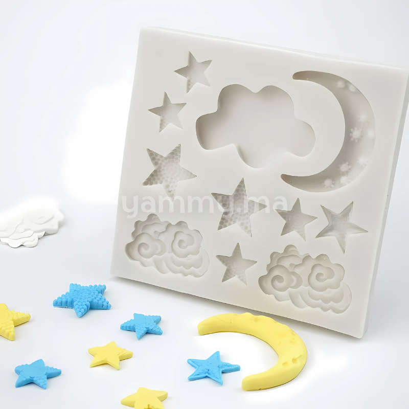 Moule Silicone Thème Nuages et d'étoiles lunaires