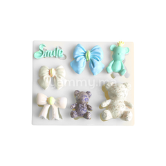 Moule Silicone 3 Ours, 3 Noeuds Papillon et Smile