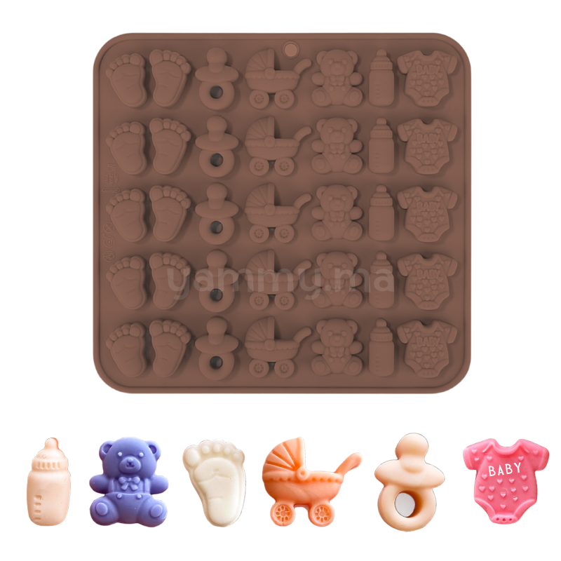 Moule Silicone à Chocolat Baptême Naissance (x35)