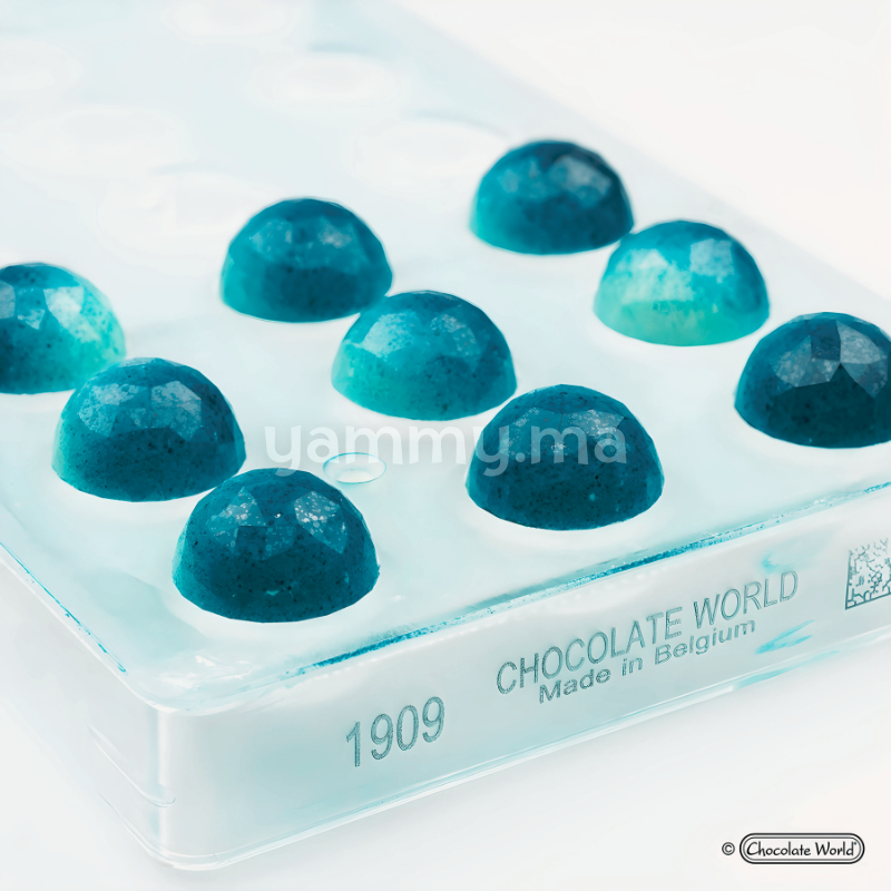 Moule Chocolat en Polycarbonate Demi Sphère Facette "CW1909" - Chocolate World