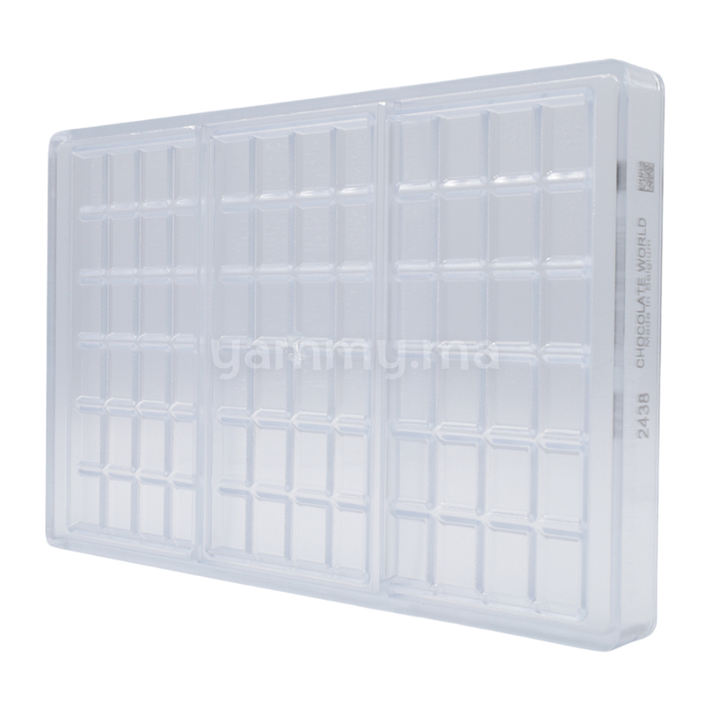 Moule à Chocolat en Polycarbonate Tablette 4x6 Rectangle "CW2438" 70gr - Chocolate World