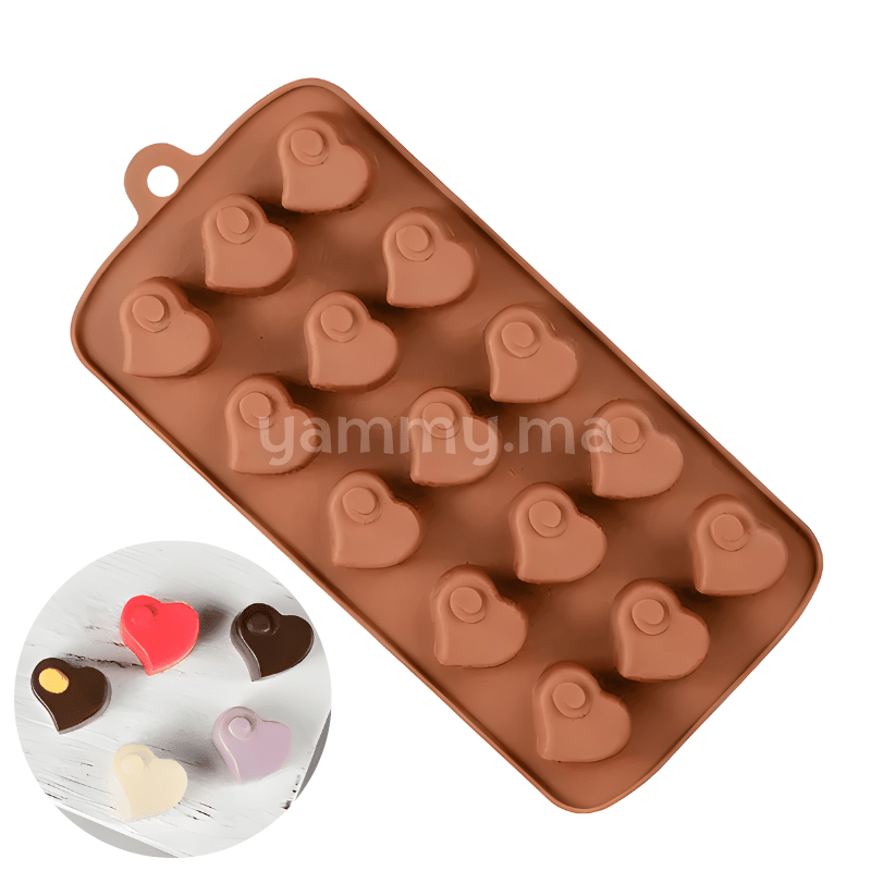 Moule Silicone à Chocolat 15 Coeurs
