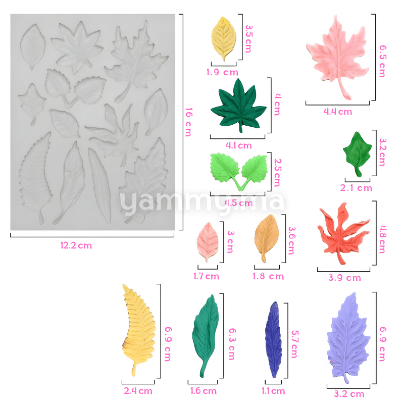 Moule Silicone 12 Feuilles d'Arbre pate a suce
