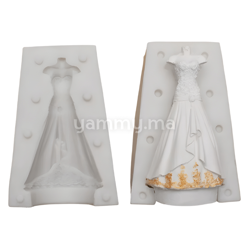 SET. 2 Moules Silicone pour la Robe de Mariage 3D