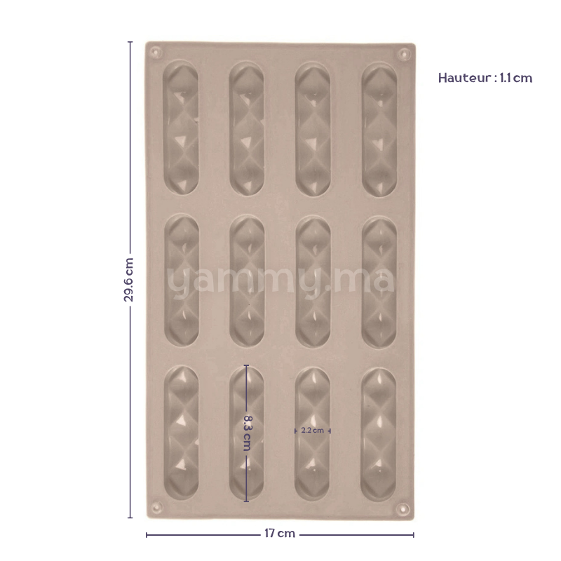 Moule Silicone Éclair Sisma 8.3 x 2.2 cm (x12)