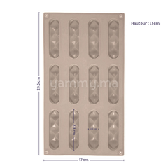 Moule Silicone Éclair Sisma 8.3 x 2.2 cm (x12)