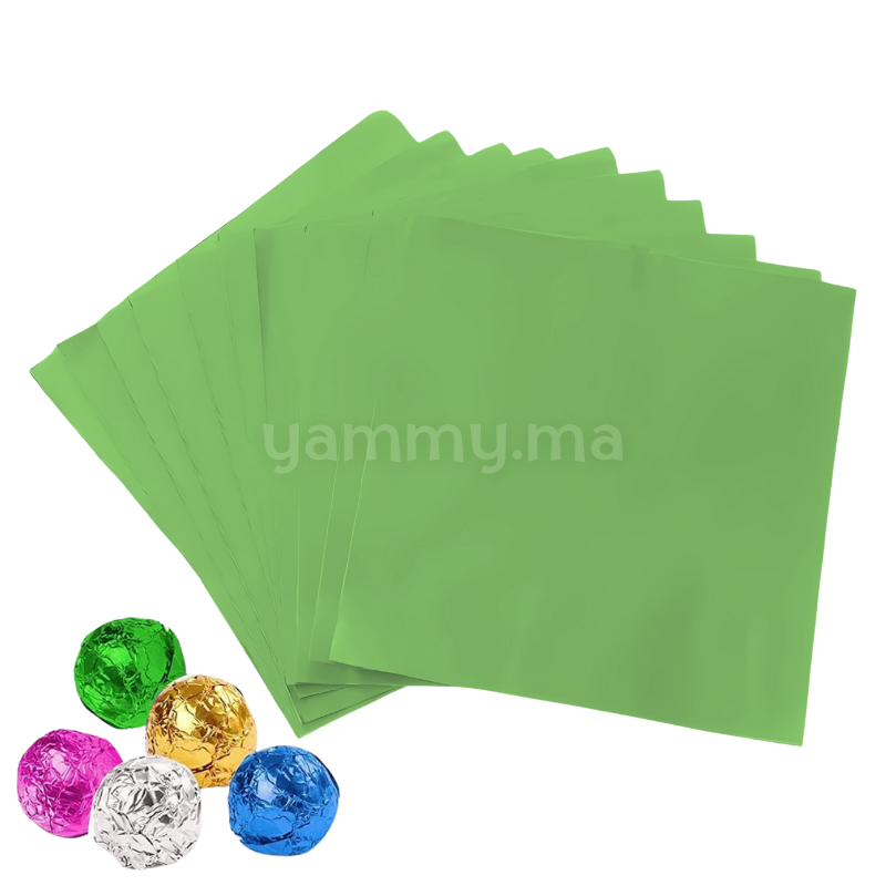 Emballage Pour Bonbons Vert 100 feuilles 10 x 10 Cm