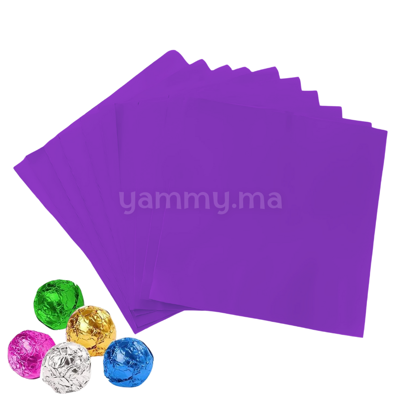 Emballage Pour Bonbons Violet 100 feuilles 10 x 10 Cm