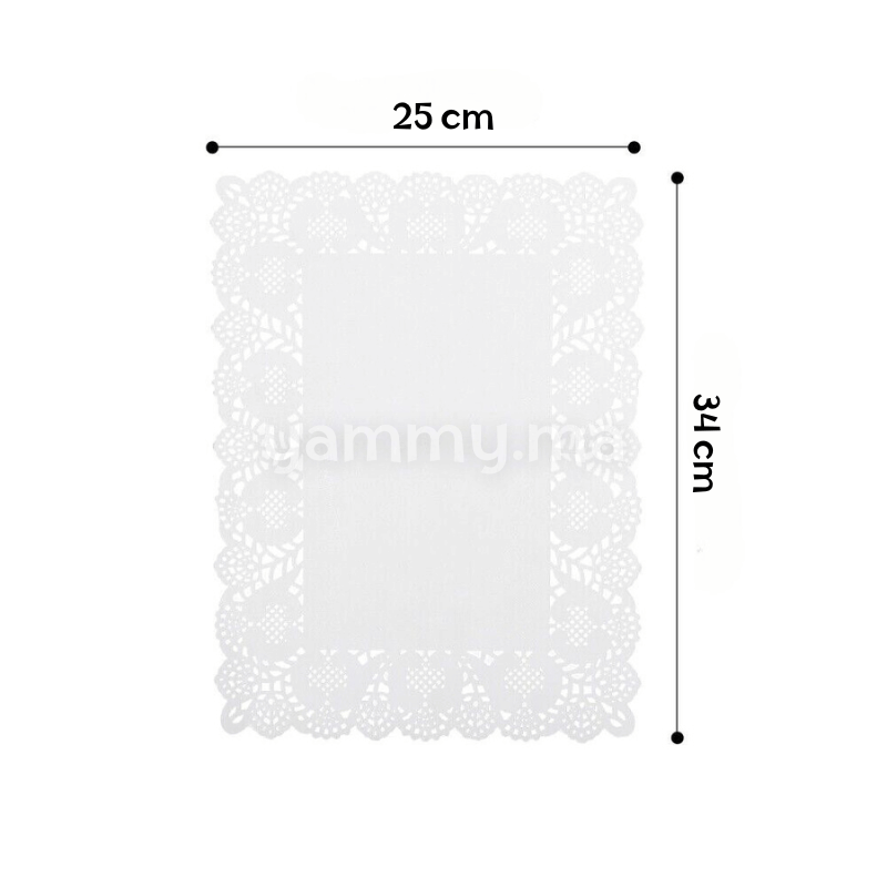 Papier Dentelle Blanc Rectangulaire 25x34 cm 12 PCs