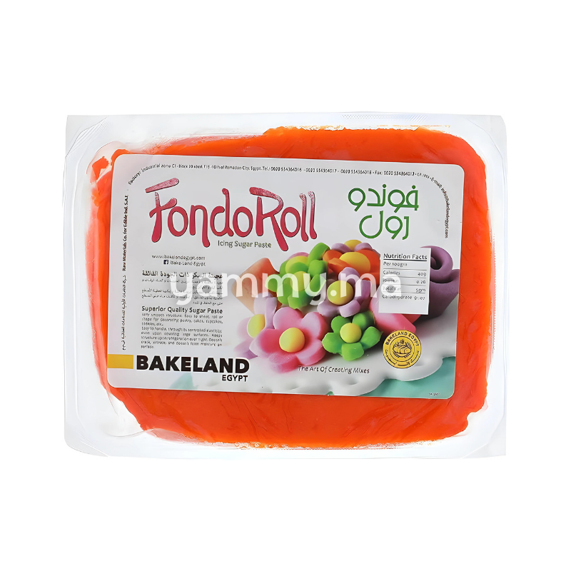 Pâte à Sucre Orange FondoRoll 1Kg - Bakeland