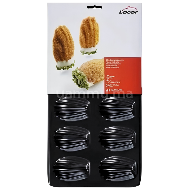 Moule Anti-Adhésif à 12 Madeleines Noir 40 cm - Lacor