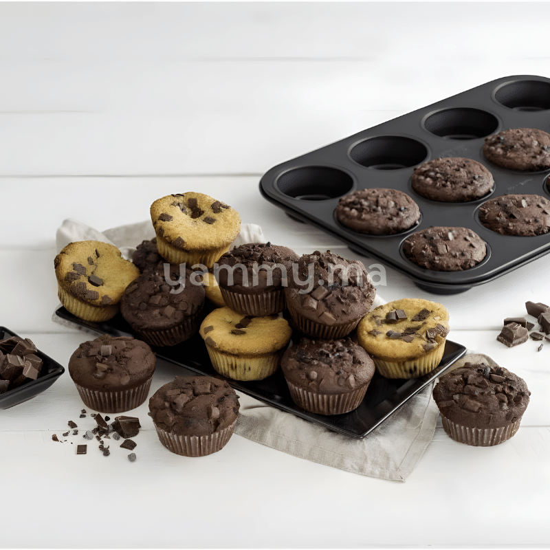 Moule Anti Adhésif à 12 Muffins Cupcakes "Moka" 35CM - Ibili 820501