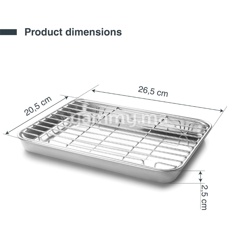 Plat à Four avec Grille en Inox 26.5x20.5 cm - Lacor 15566