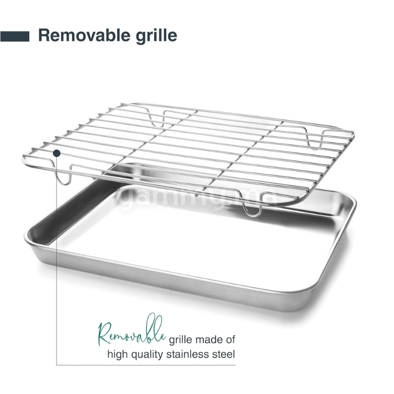 Plat à Four avec Grille en Inox 40.5x30.5 cm - Lacor 15567