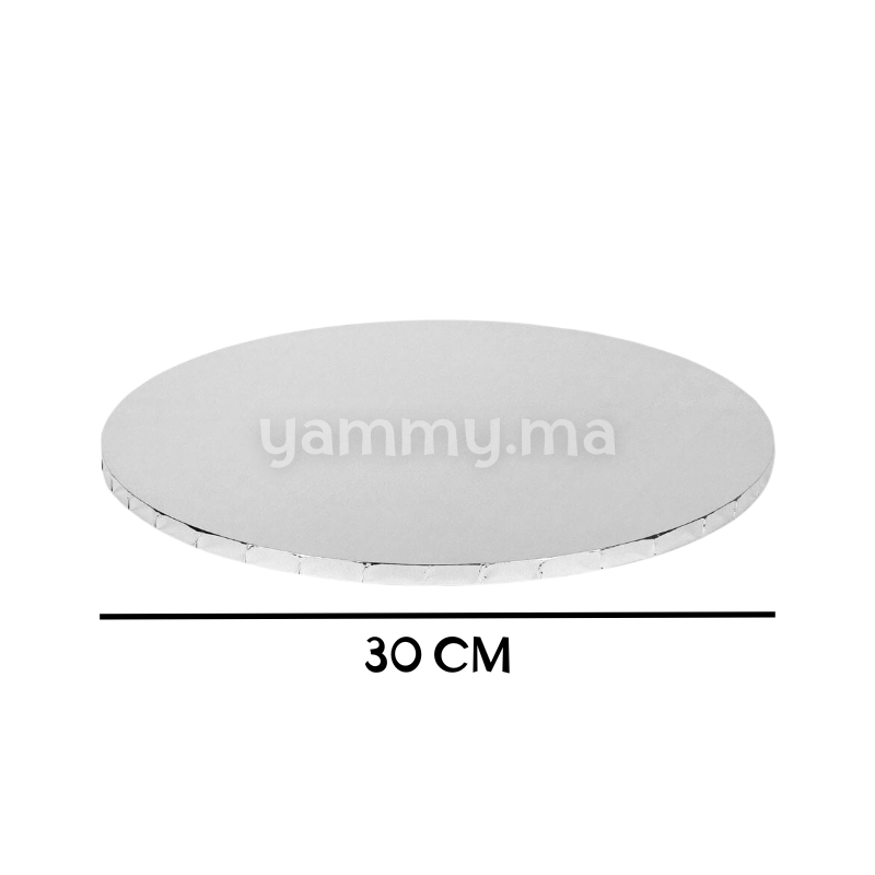 Présentoir et Support Gâteau Cake Board Rond Ø 30 cm Argent