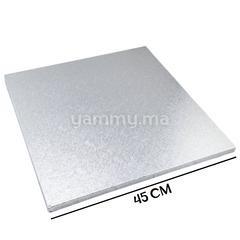 Présentoir et Support Gâteau Cake Board Carré 45 cm Argent