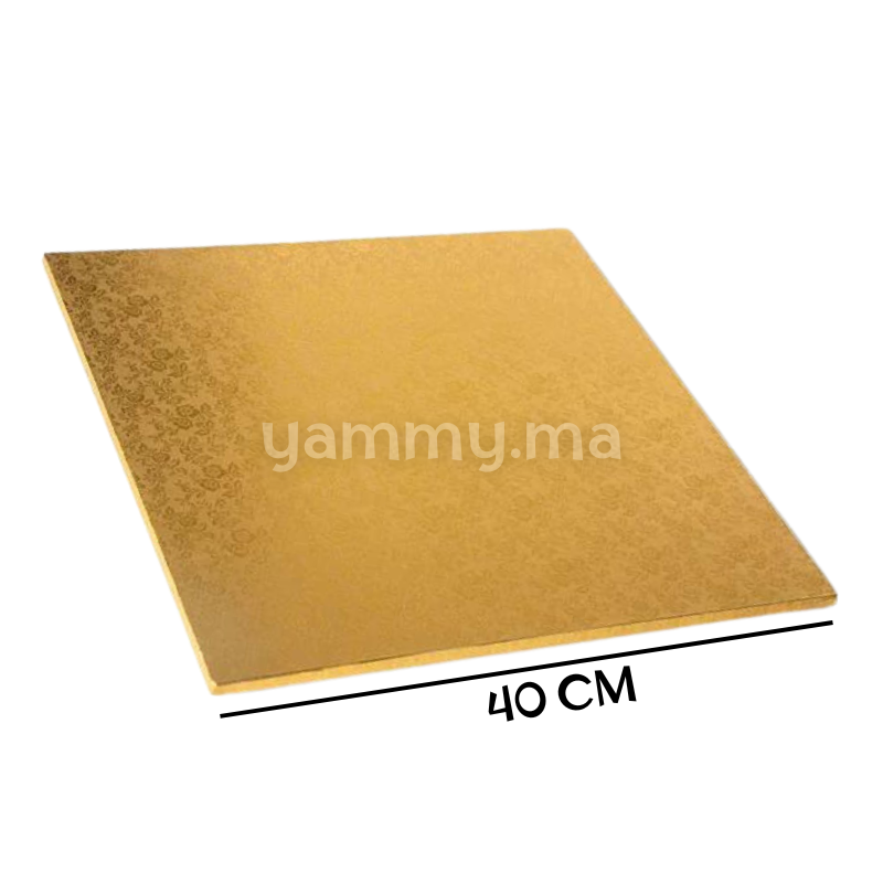 Présentoir et Support Gâteau Cake Board Carré 40 cm OR