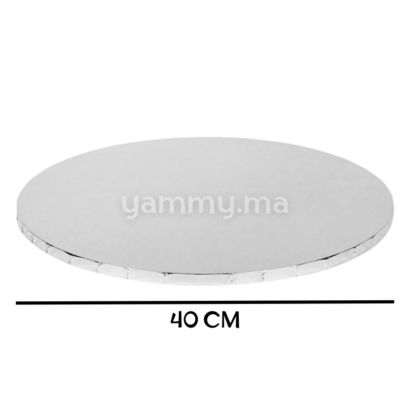 Présentoir et Support Gâteau Cake Board Rond Ø 40 cm Argent