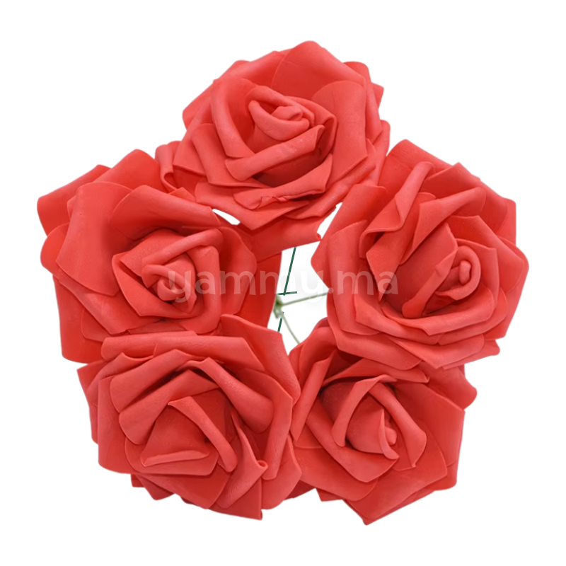 Roses Artificielles Rouges en Mousse avec Tige