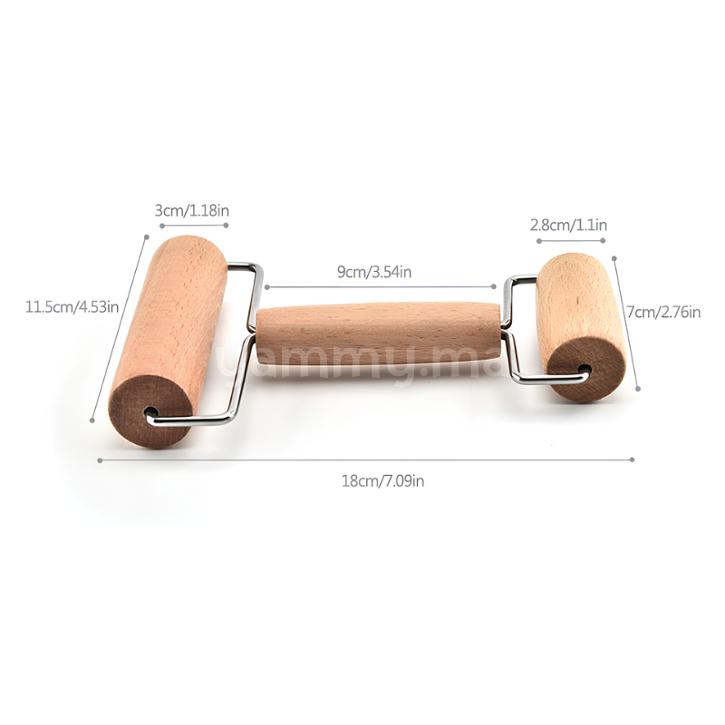 Double Rouleau à Pâtisserie en Bois de Hêtre 10.5 - 6 cm