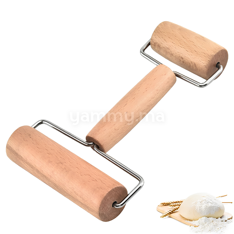 Double Rouleau à Pâtisserie en Bois de Hêtre 10.5 - 6 cm