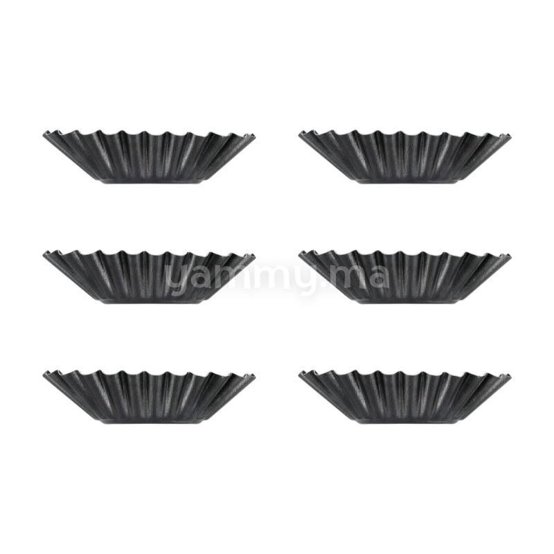 SET. 6 Moules à Tartelette Ovales Antiadhésifs 7.7 x 4.5 x H 1.9 cm