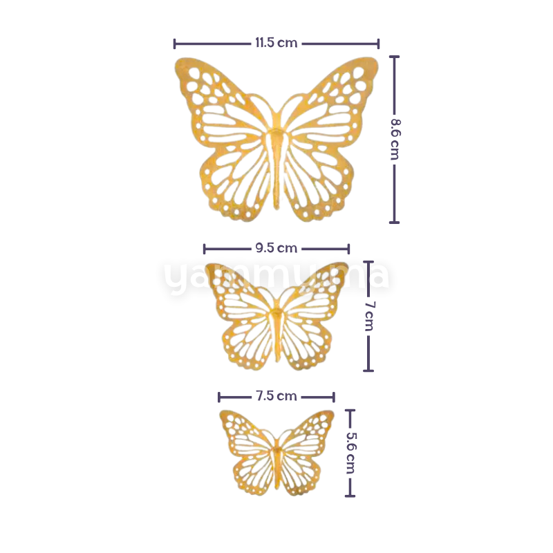 SET. 12 Papillons Doré