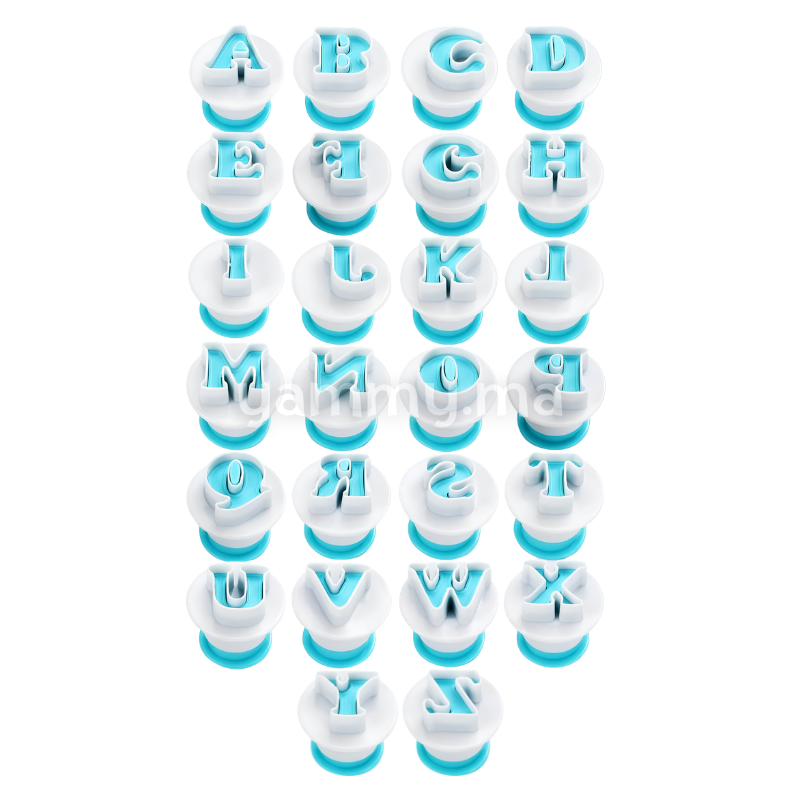 SET. 26 Emporte-pieces avec Poussoir Alphabets