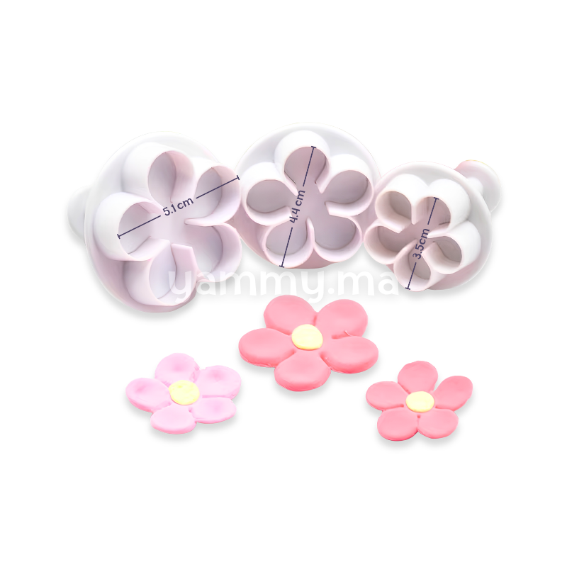 SET. 3 Emporte-pièces avec Poussoir Fleur
