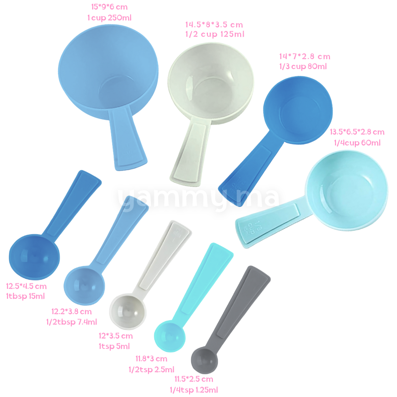 SET. 4 Casseroles et 5 Cuillères à Mesurer en Plastique – Vocen
