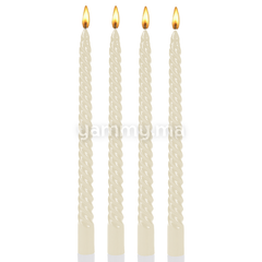 SET. 4 Bougies Coniques en Spirale 25 cm Biege Métallique