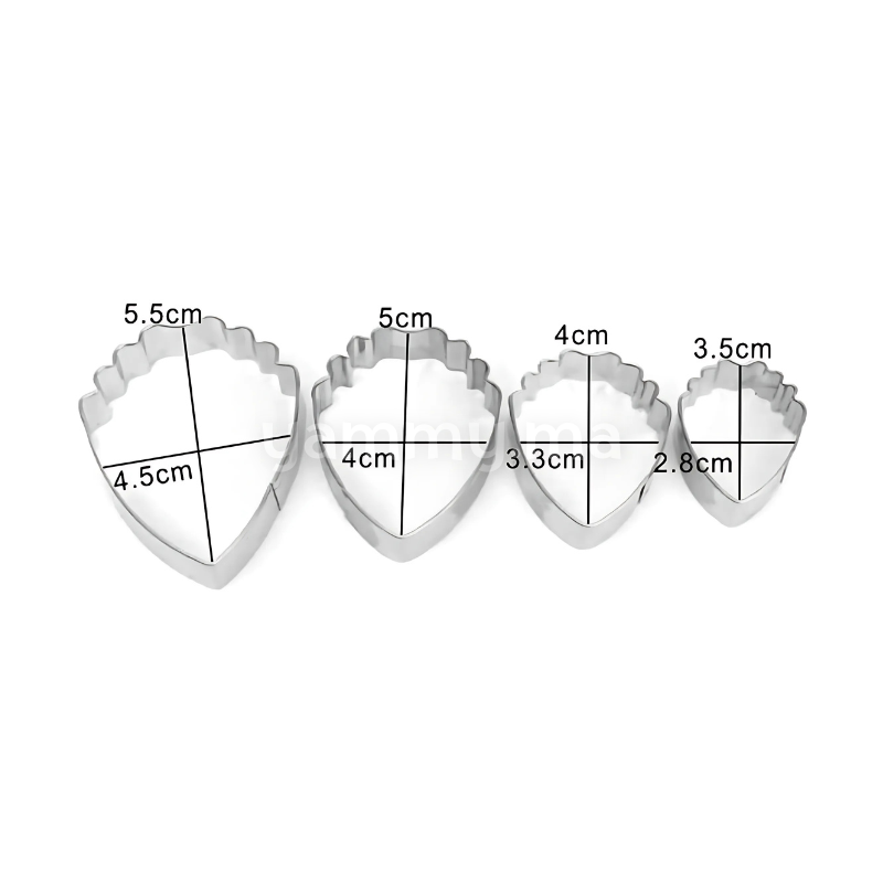 SET. 4 Emporte-pièces Pétale de Pivoine en Inox M2